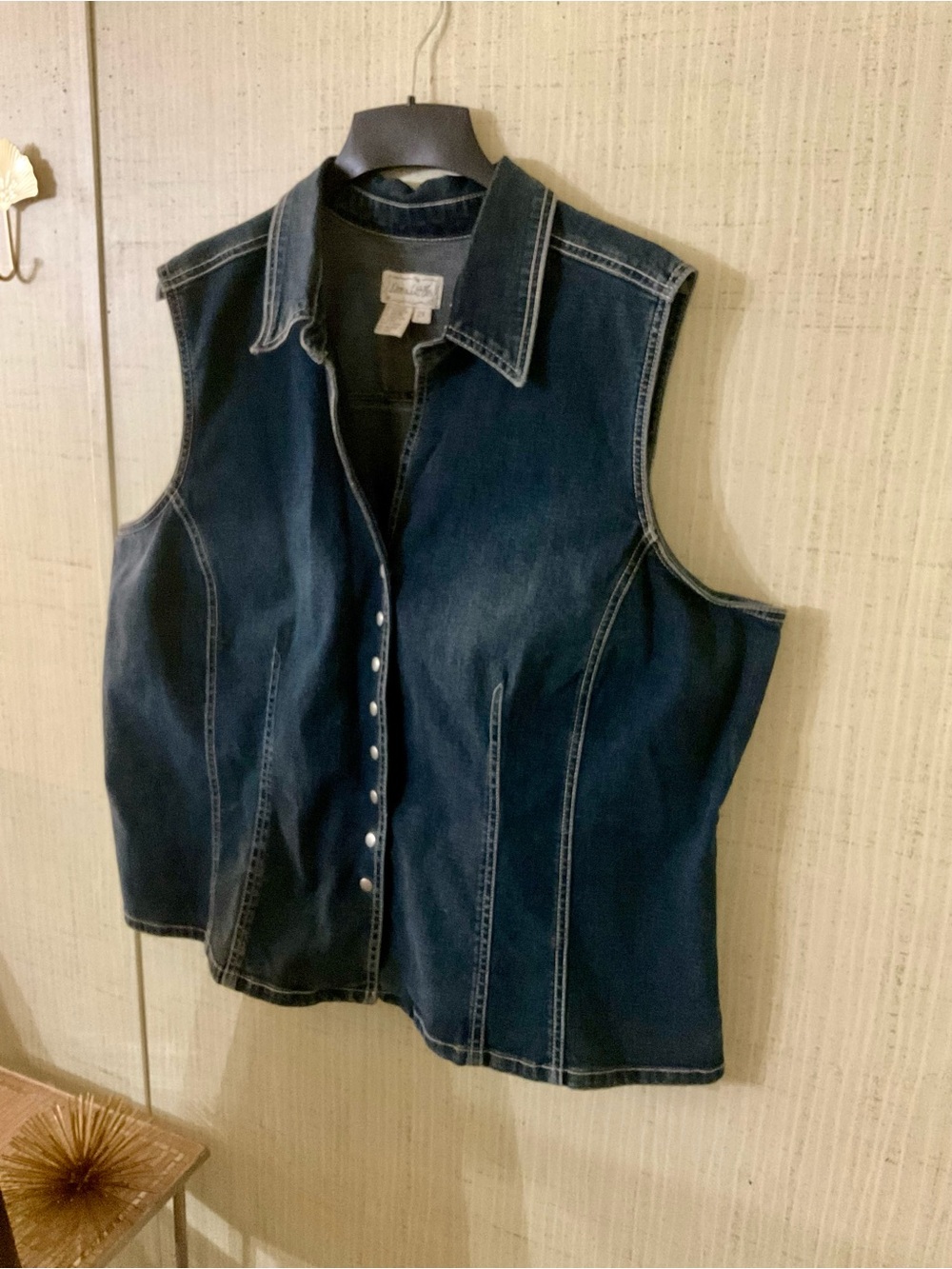 Vintage Live A Little Denim Blue Jean Vest Wms Sz 2X B36 - Picture 4 of 10